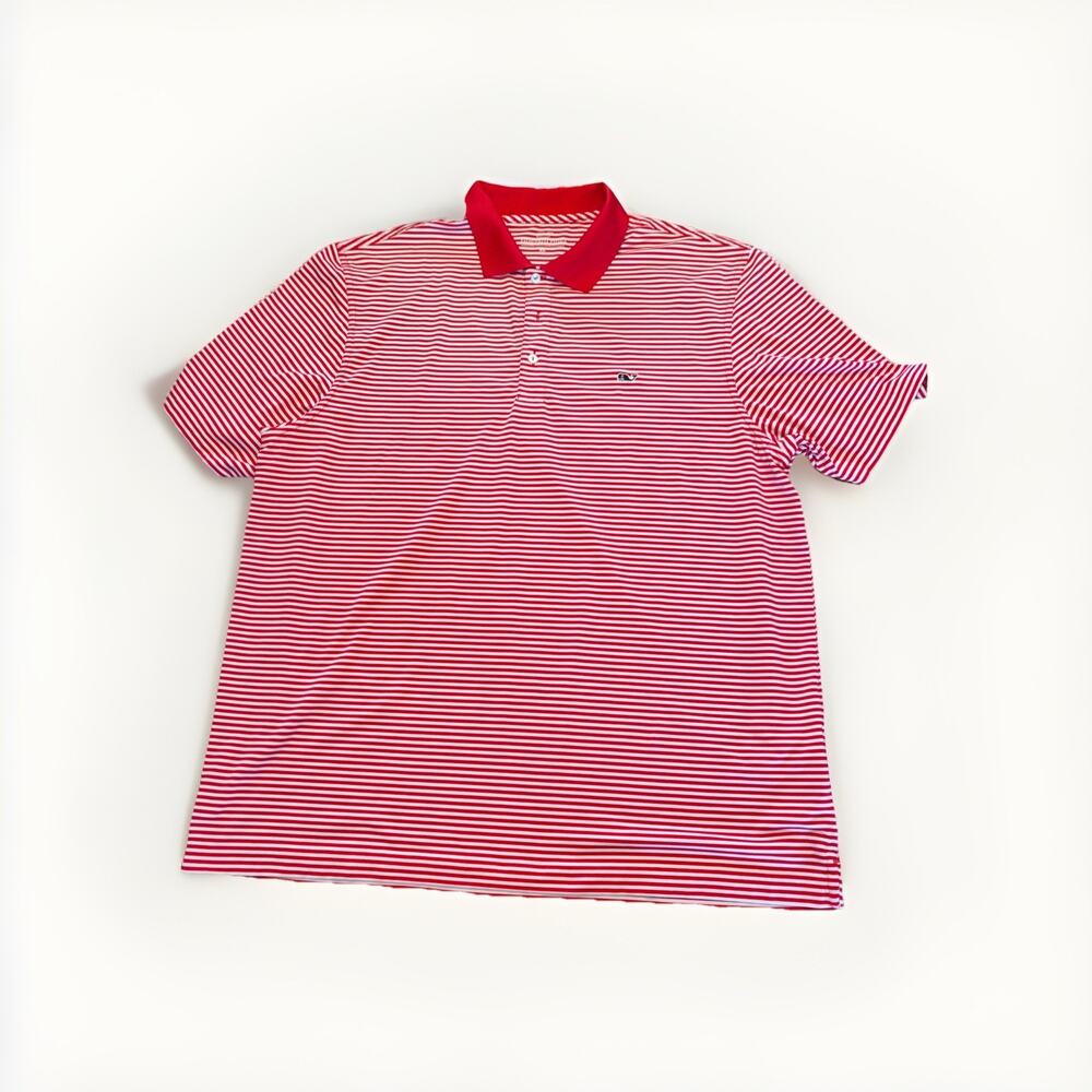 Vineyard Vines Performance Golf Polo Shirt Mens XL Red Striped Short Sleeve
